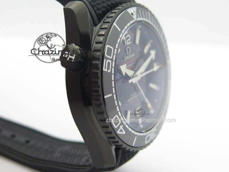 0427 Planet Ocean 45mm GMT DLC JHF Best Edition Black Dial On Rubber Strap A Durable 8194